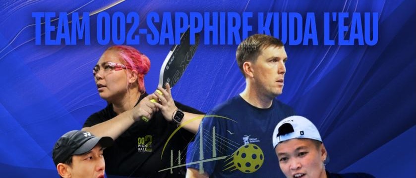 Team 002 Sapphire Kuda L'Eau roster poster for the Tom Khoo Georgetown Pickleball Championship