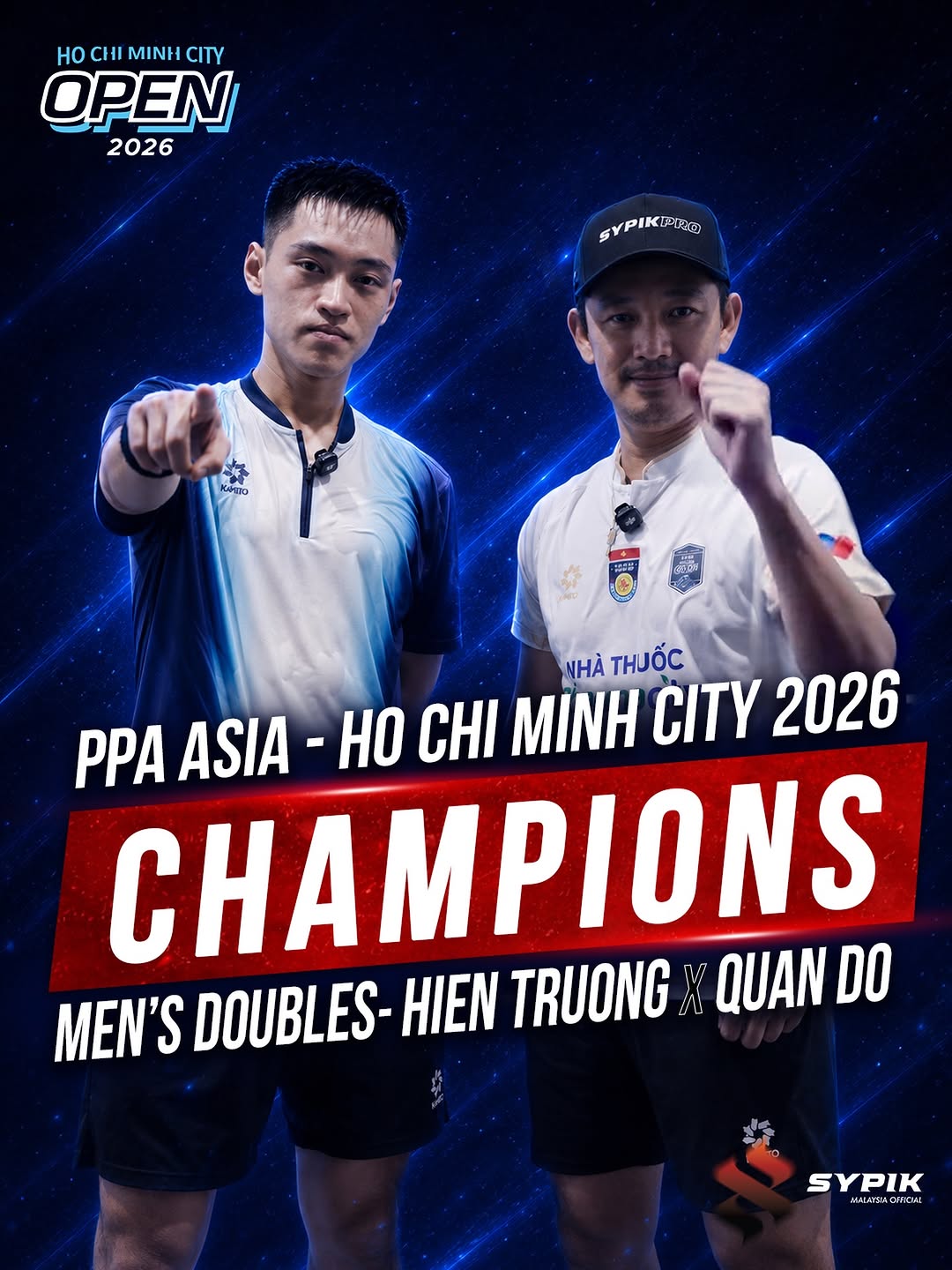 Truong Vinh Hien and Quan Do celebrate Doubles gold at PPA Ho Chi Minh City 2026, sponsored by Sypik Malaysia