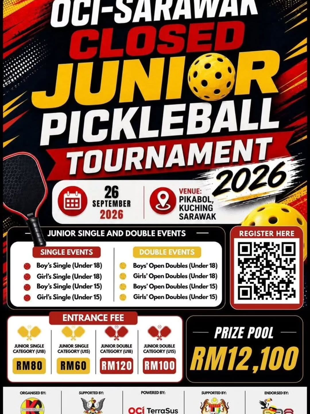 OCI-Sarawak Closed Junior Pickleball Tournament 2026 at Pikabol