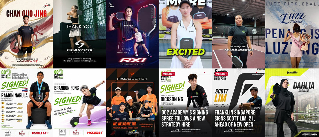 A collage of August 2026's player signing and departure announcements, from Paddletek Malaysia's five-player day to Xin Lim's exit from Gearbox.