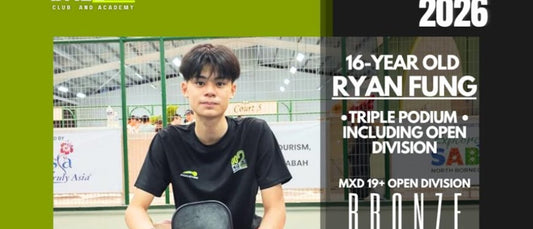 Ryan Fung, 16, with his three trophies from the Borneo International Pickleball Open.