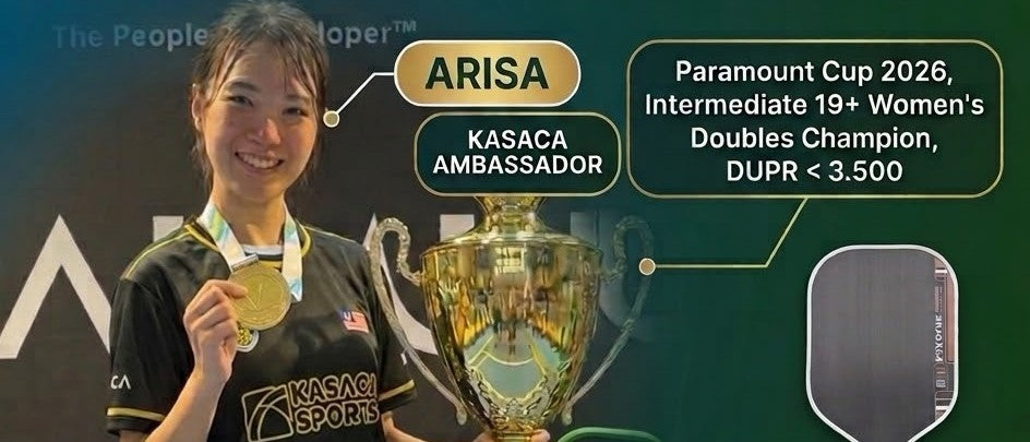 Arisa, Paramount Cup 2026 Intermediate 19+ Women's Doubles champion, with the trophy and her gold medal.
