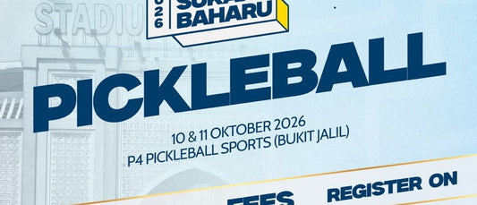 The Kejohanan Sukan Baharu KBS 2026 Pickleball poster: six categories, RM80 per team, 10 to 11 Oct at P4 Bukit Jalil