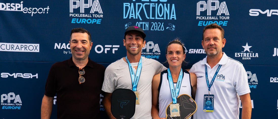Zane Navratil and Judit Castillo with their mixed doubles gold medals at the P250 Barcelona Open