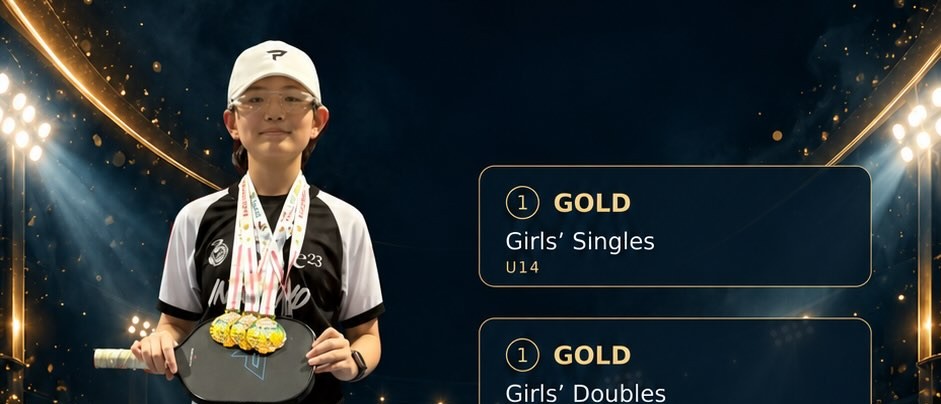 Kimberly Tan, holding her four medals at Kidsnergy Malaysia 2026.