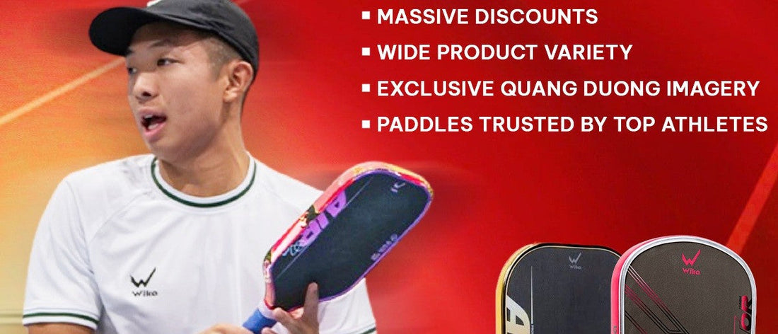 Wika's 11 Aug distributor poster, with the Air and Predator paddles and a Wika x Quang Duong ball.