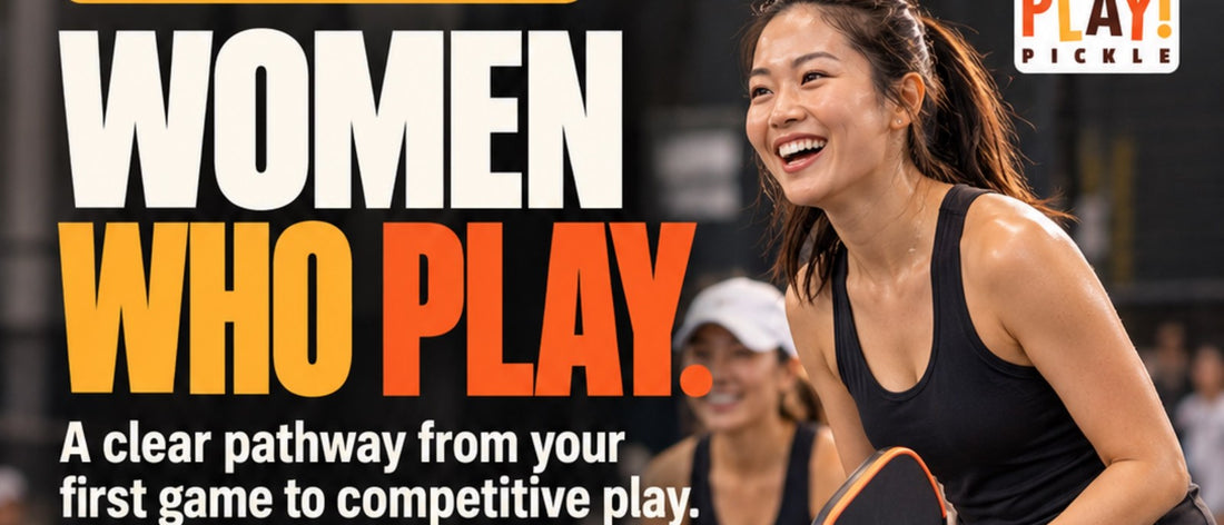Play! Pickle's Women's Pathway graphic, showing the five stages: Start, Learn, Play, Improve and Compete.