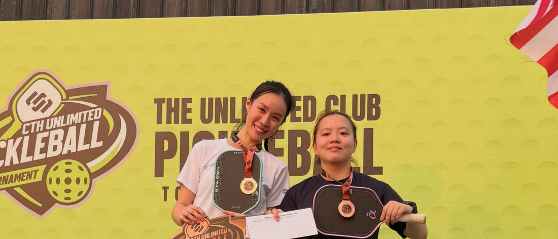Choong Kai Le and Laba Xuan on the podium at CTH Unlimited Pickleball Tournament