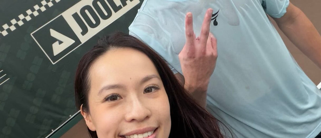 Venise Chan in her Asia Aces shirt on an indoor court in Macau