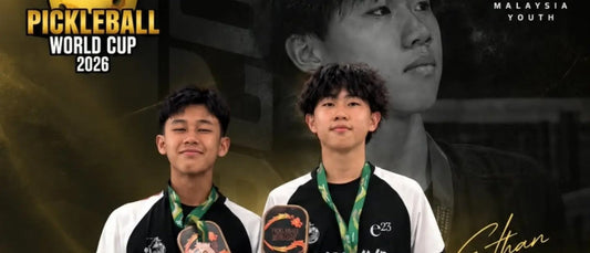 Ethan Chan Kah Jun (right) with his U16 Doubles partner, second runner-up at the Pickleball World Cup 2026.