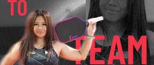 Bien Zoleta's welcome card from Luzz Pickleball, holding a purple and pink paddle with the Philippine flag