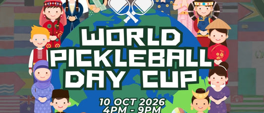 The World Pickleball Day Cup poster, listing the 10 Oct date, RM250 team entry and RM5K+ prize pool.