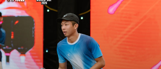 Quang Duong playing at the net during the Pickleball World Cup 2026
