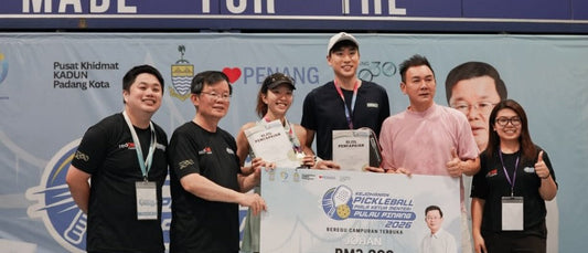 Sabrina Gee celebrates winning the Kejohanan Pickleball Piala Ketua Menteri Pulau Pinang 2026 mixed doubles title