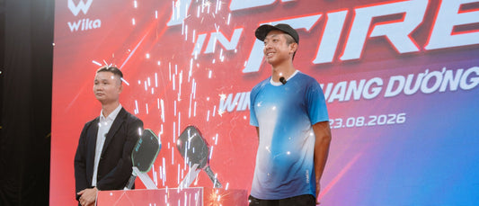 Wika director and Quang Duong on stage at the Forged in Fire launch in Hanoi